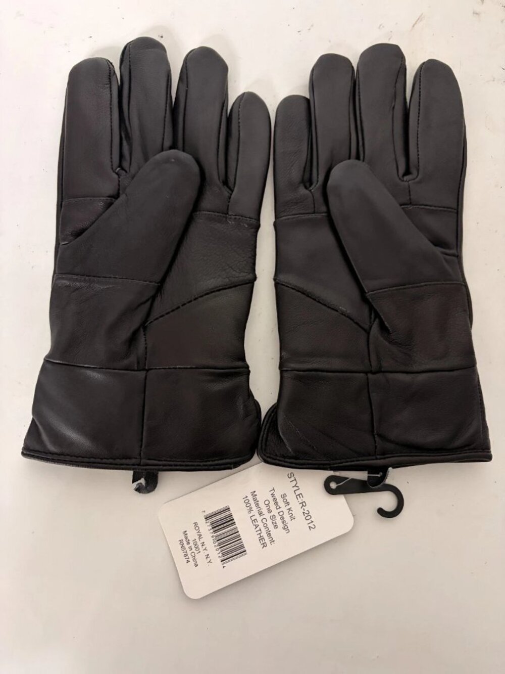 Men's Dress Gloves Leather Fleece Lined Adult Black One Size Large NEW